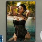 W367 плакат из шелковой ткани настенный художественный Декор KYLIE JENNER Сексуальная красивая звезда модное украшение яркий Рождественский подарок