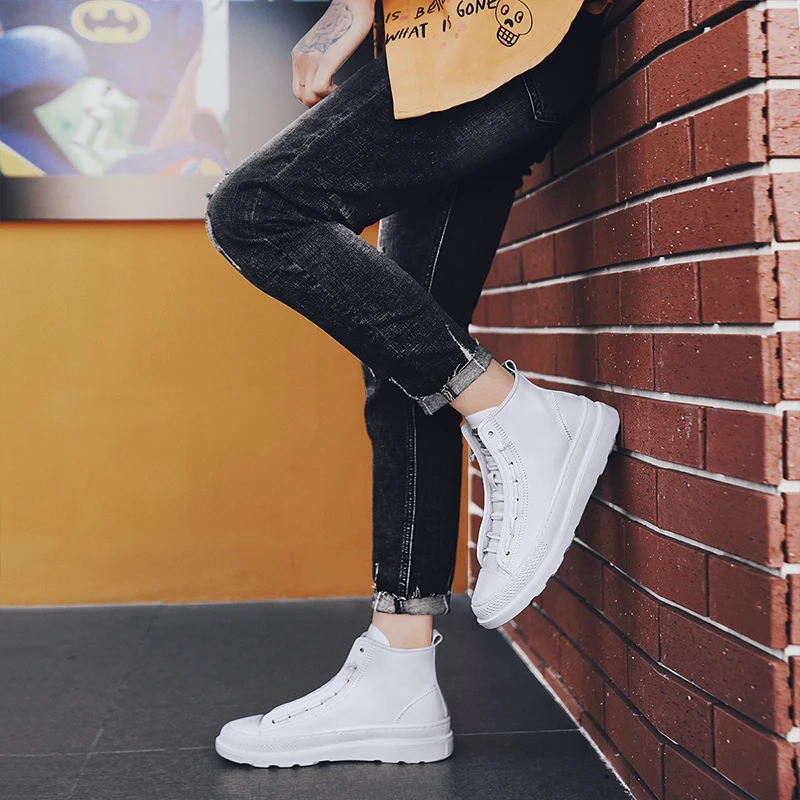 Мужская кожаная обувь модные высокие мужские ботинки роскошные Брендовые