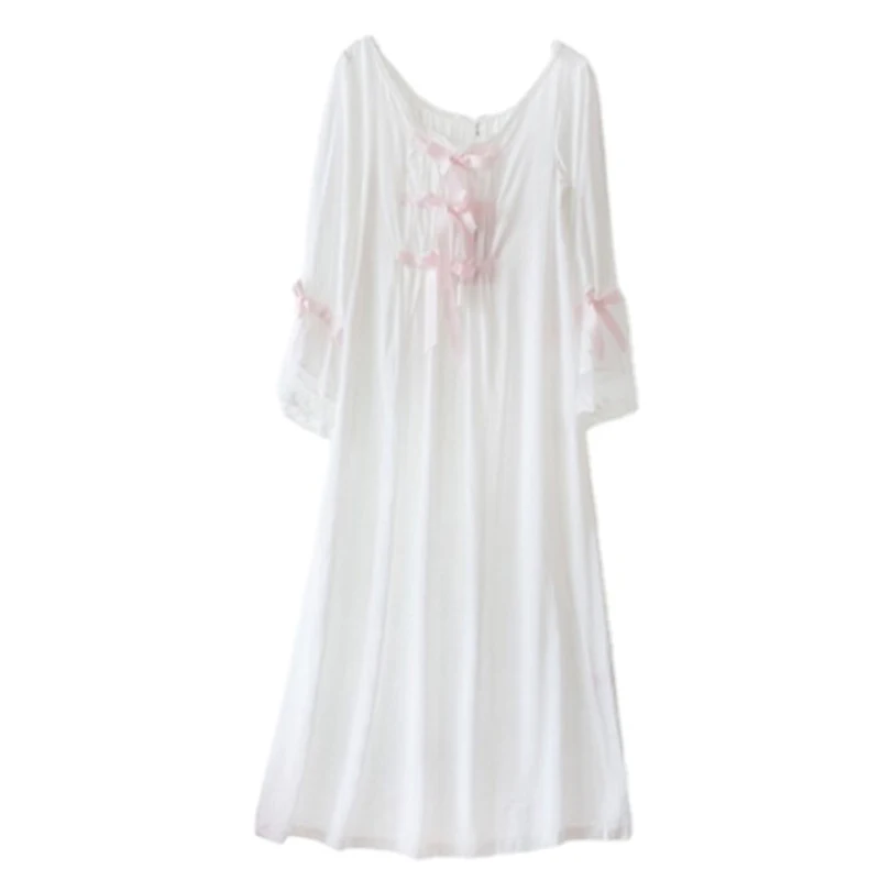 

Vintage White Nightgowns Women Lace Victorian Long Night Dress French Queen Marie Sleepwear Negligee Peignoirs Ladies Loungewear
