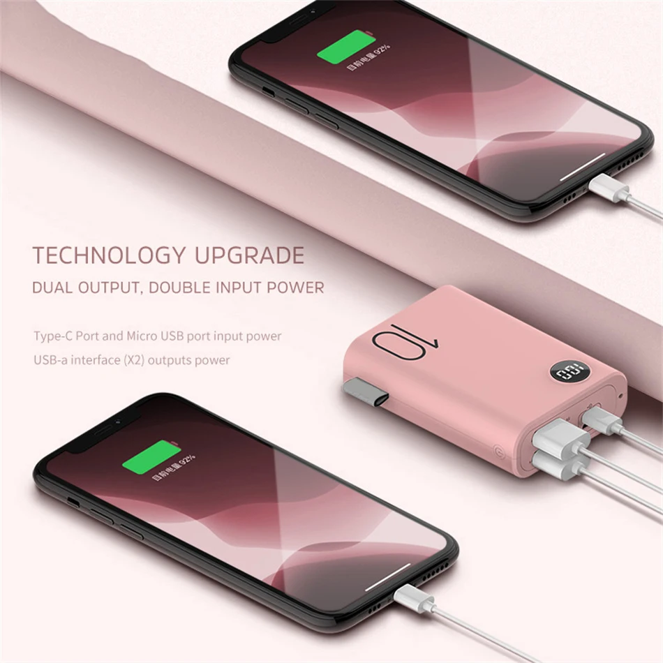 

Portable Mini Power Bank 10000mAh New Universal Mobile phone Fast Charger For iphone XS 11 12 13 Pro Max xiaomi huawei Powerbank