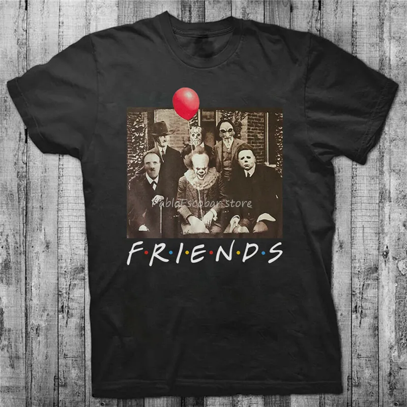 

Черная футболка унисекс с психодинамическим ужасом, персонажами из мультфильма «ужасы», Винтажная футболка с графическим рисунком, Мужска...