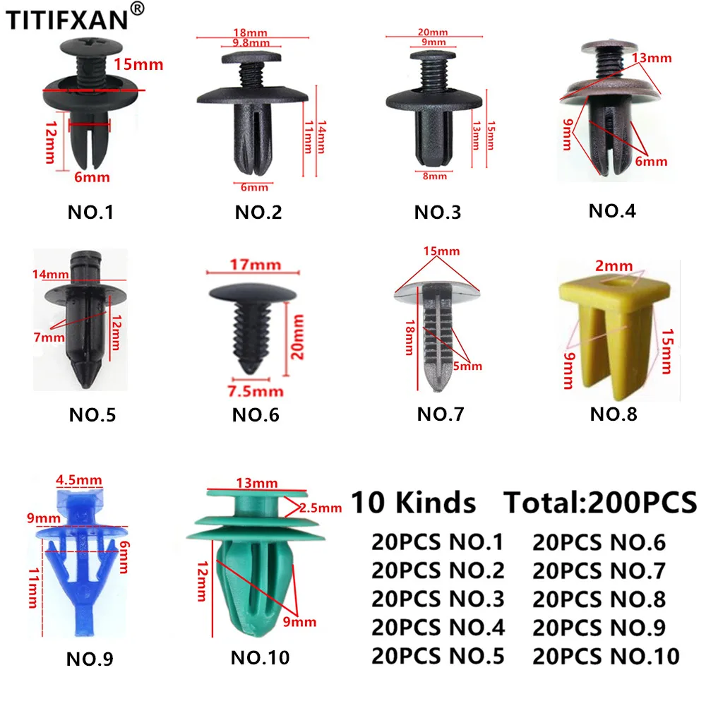 200 шт. пластиковые крепежные зажимы для крыши бампера автомобиля toyota tacoma dodge magnum