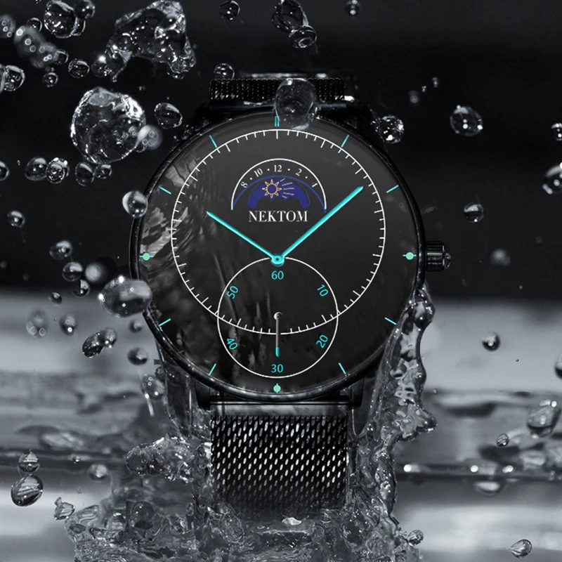 Роскошные мужские часы NEKTOM новинка 2020 водонепроницаемые светящиеся с