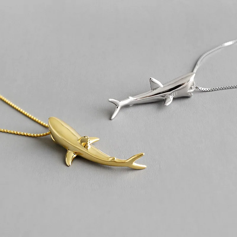 Настоящее серебро 925 проба ожерелье &quotАкула&quot Подвески животное колье femme