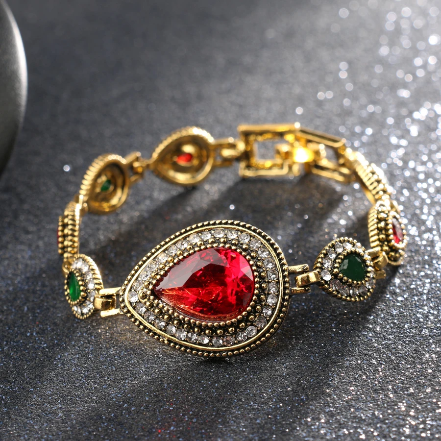 Gukin роскошные индийские ювелирные изделия Красный Кристалл женские браслеты