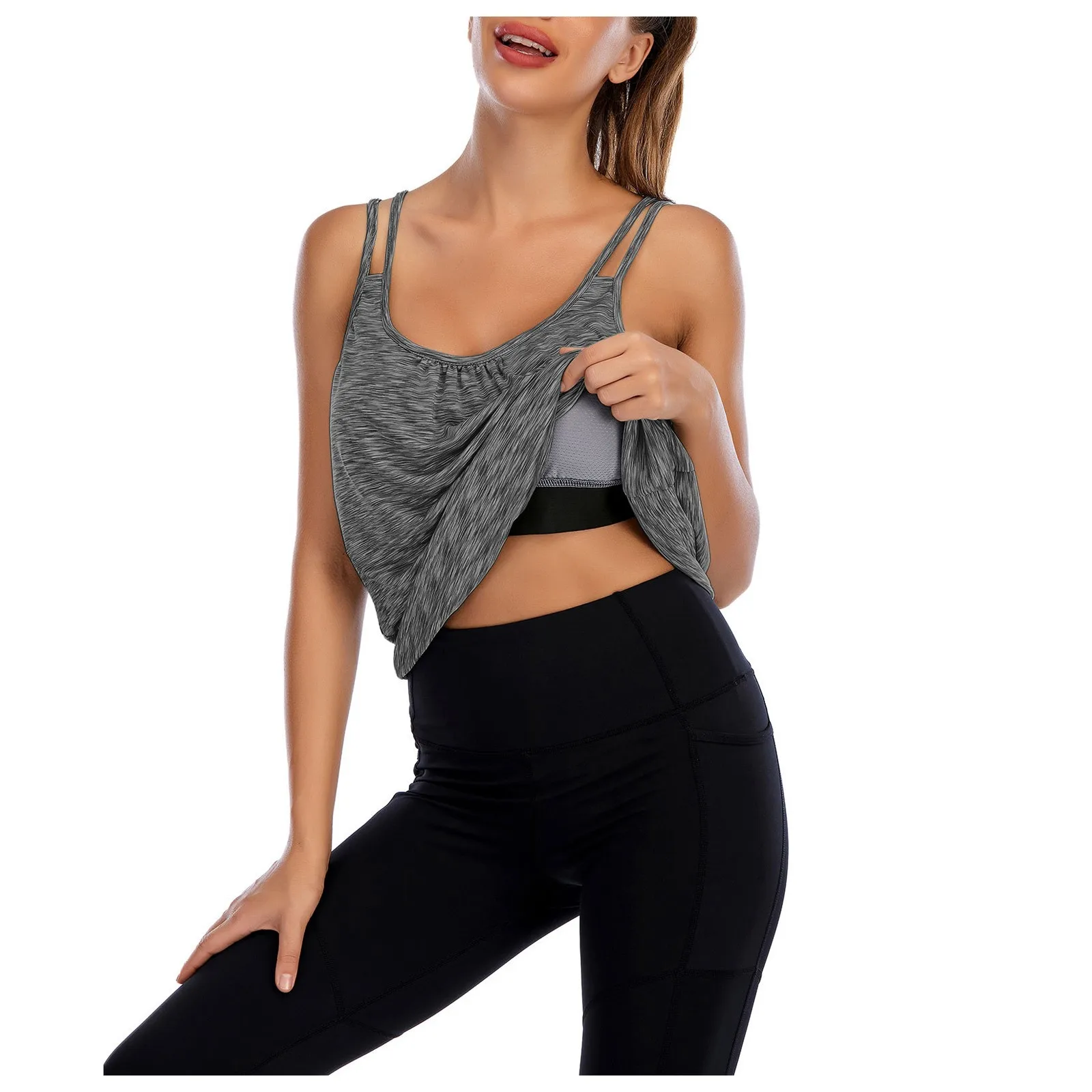 

Women'S Casual Sport Yoga Running Top Loose Sleeveless Tank Top With Underwear Workout Tops For Women