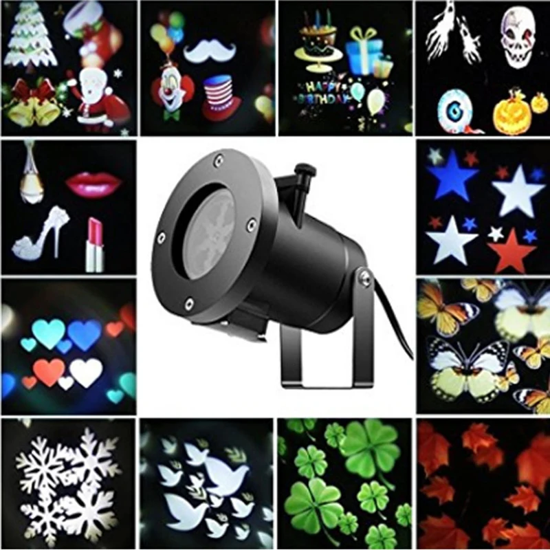 

New 12 Pattern LED Moving Laser Projector Landscape Stage Light Party Xmas Outdoor 1*Power Adapter 1*LED Light Projector
