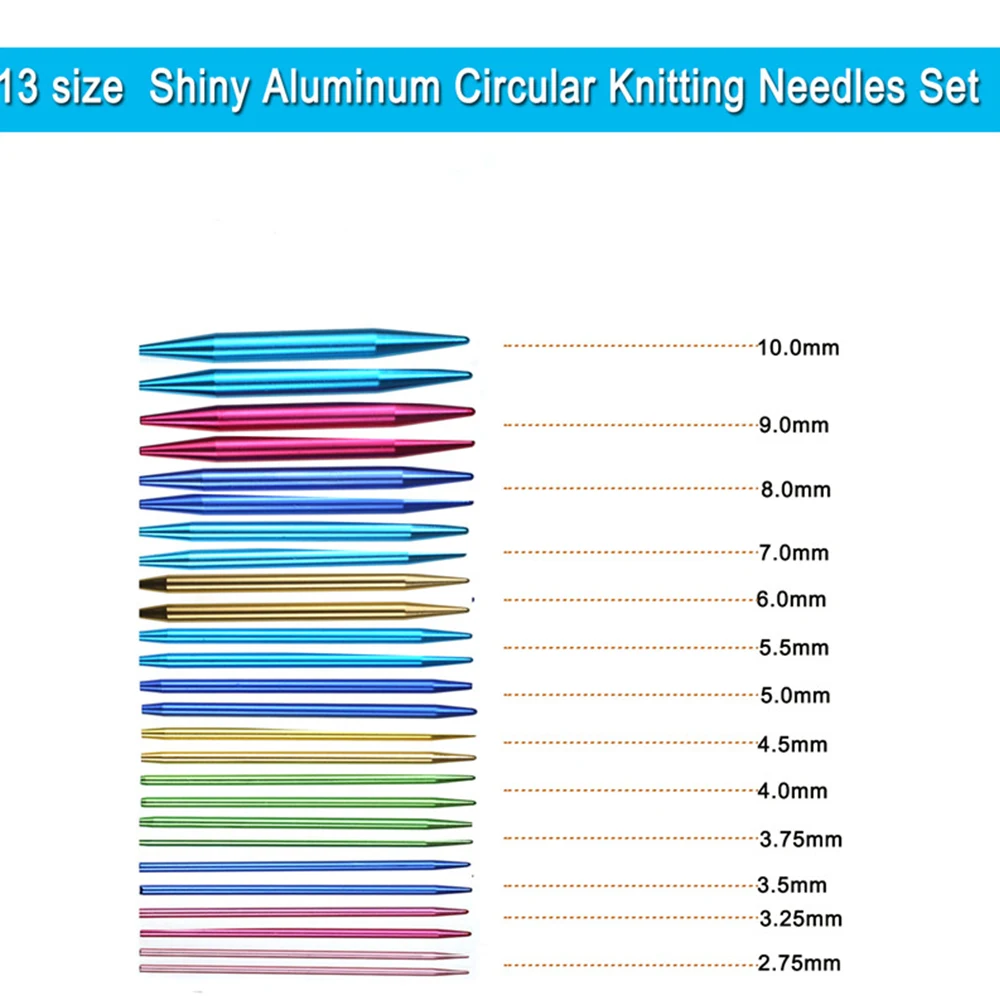 1 Набор инструментов для вязания сменные спицы цветные алюминиевые с