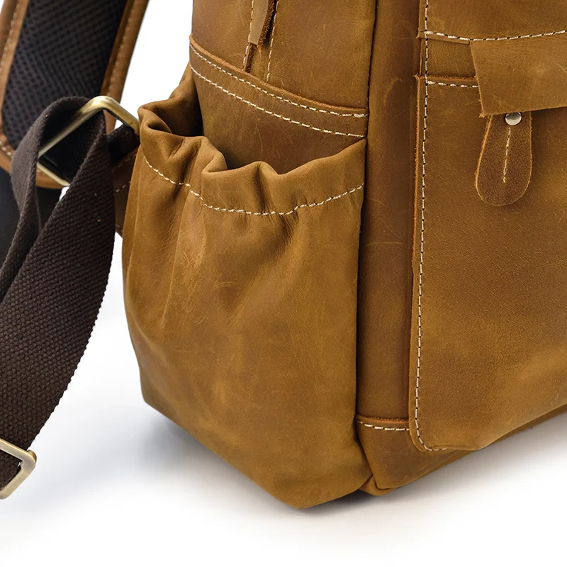 Винтажный Мужской рюкзак Crazy horse из натуральной кожи, рюкзак, 16 дюймов, сумки для ноутбука, большая Вместительная дорожная сумка, мужской школьный рюкзак