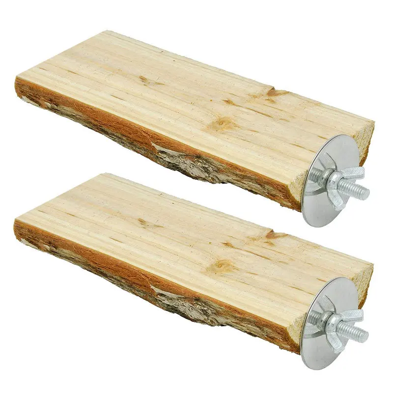 

2Pcs Bird Perch Platform Parrot Stand Sector Playground Wood Perch Stand Toy Cage Accessories Exercise Toy for Parakeet Budgie