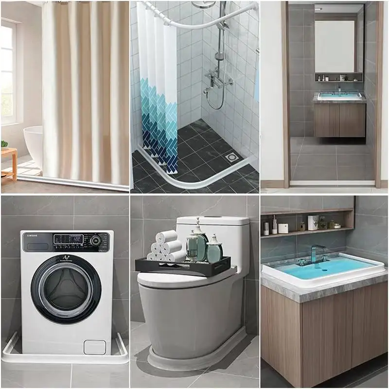 

58mm High Free Bending Water Barrier Water Stopper Silicone Bathroom Dry And Wet Separation Flood Barrier Rubber Dam