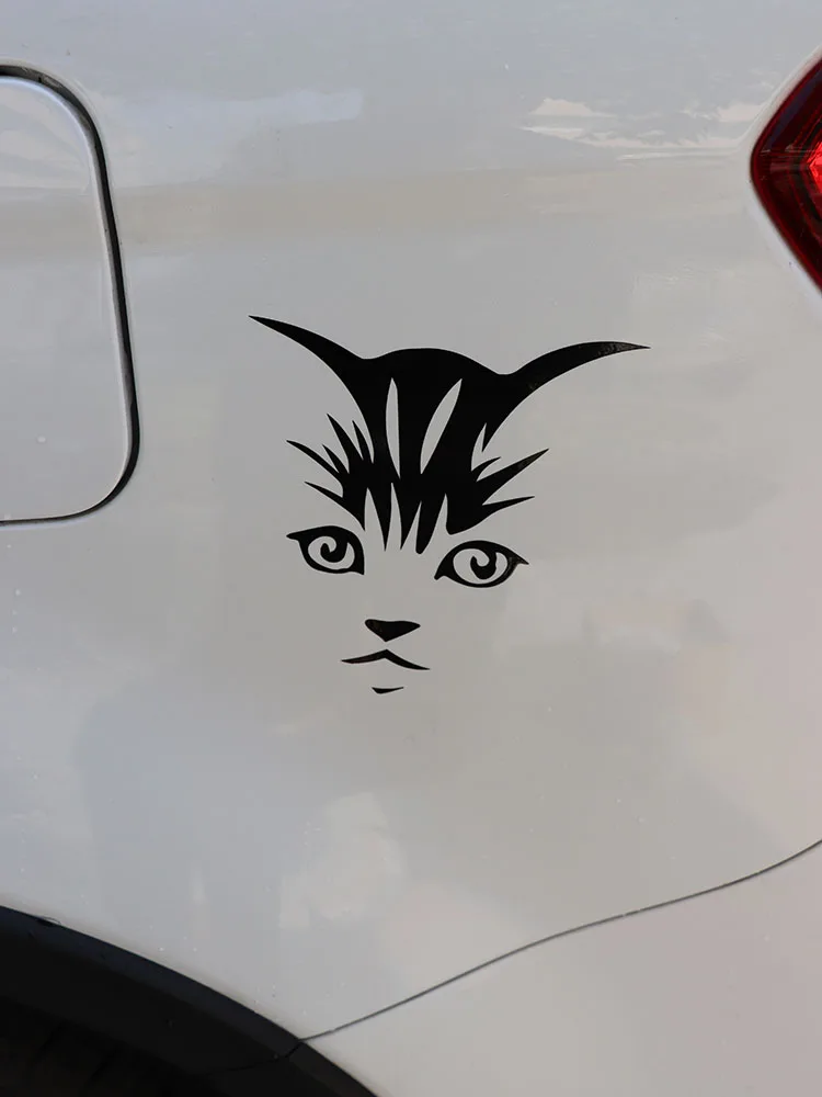 

ZTTZDY 15,1*15,9 см, Виниловая наклейка на окно автомобиля с кошачьим лицом, черный/серебристый, ZJ4-0211