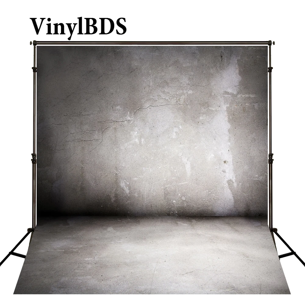 

VinylBDS Newborn Baby Fotografia Background Crack Brick Wall Backdrops Gray Solid Floor Backdrop For Photo Studio