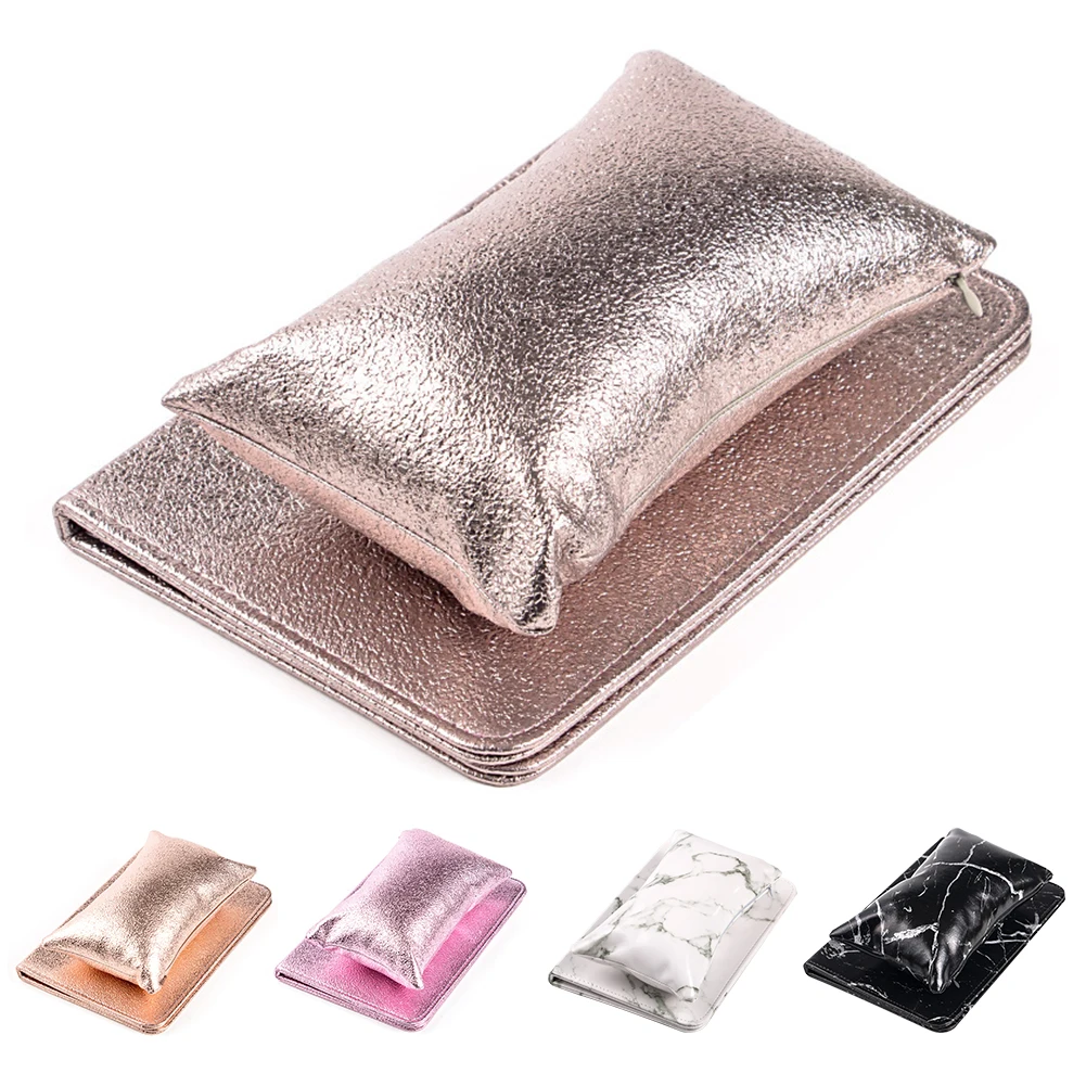 Manicure Tool Nail Art Wrist Washable Pillow With Cushion Professional Folding Holder Solid Soft Hand Rests PU Leather | Красота и