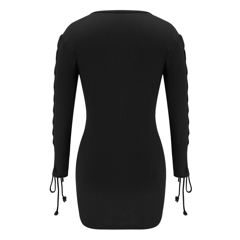 Женское трикотажное платье свитер с круглым вырезом и длинным рукавом|Женские