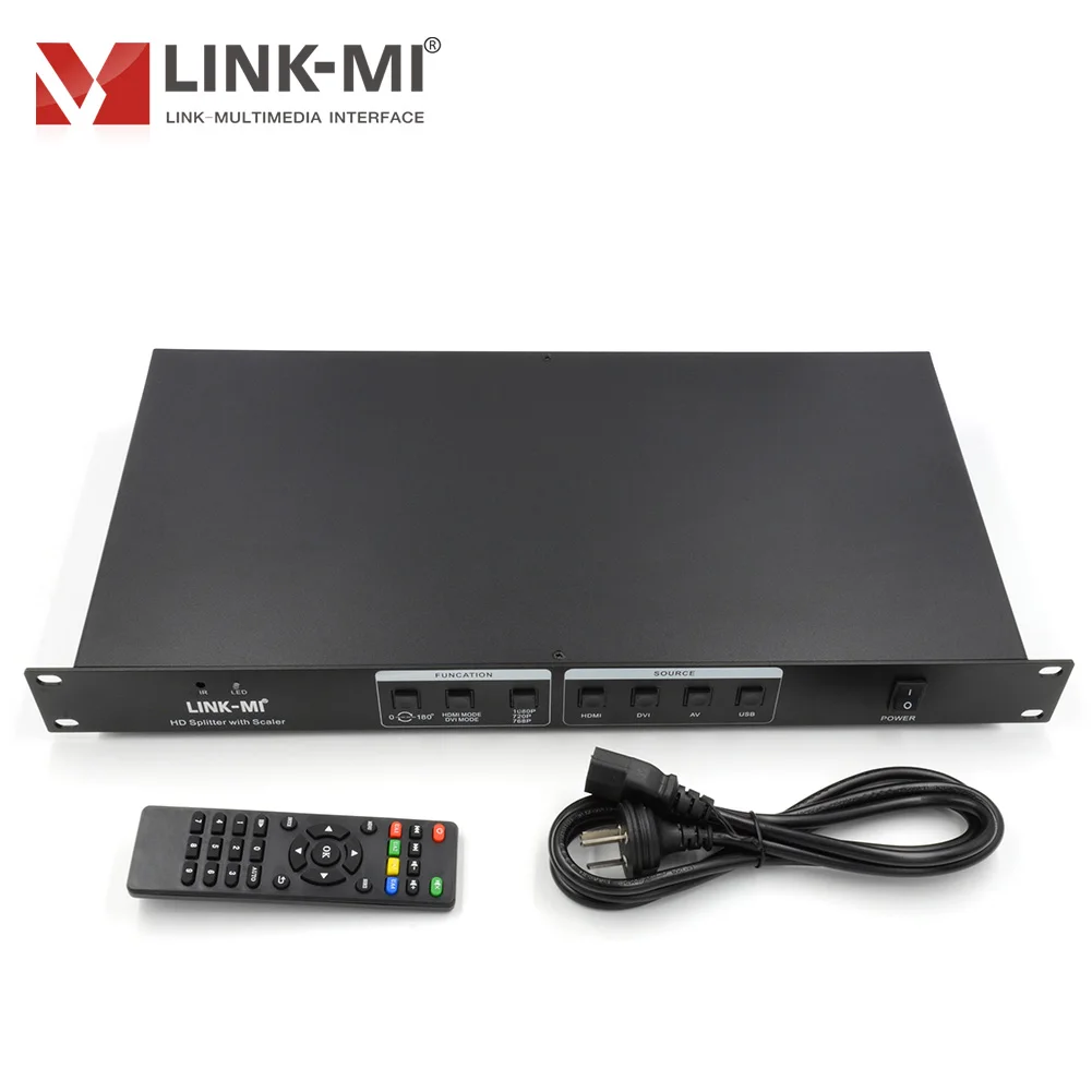 Разветвитель 4x9 HD LINK-MI дюйма, с масштабированием, HDMI + AV + VGA + USB входы, 9 выходов HDMI, поддержка переворота на 180 градусов (art.: 7ac5a0eba) - 7ac5a0eba