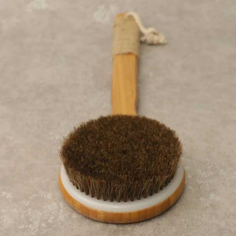 

Newly Shower Brush With Long Bamboo Wood Handle Back Scrubber Spa Exfoliator Bath Body Massage Brushes CLA88