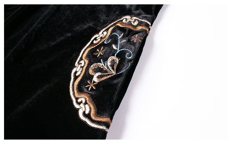 

Women Elegant Embroidery Velvet Dress Female Designer Long Party Robe Vintage Chinese Style Vestido De Muje Ladies Dresses