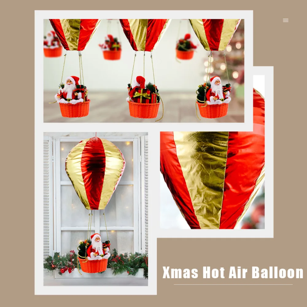 

1PC Xmas Atmosphere Hung Ceiling Decor Santa Claus Hot Air Balloon Ornament