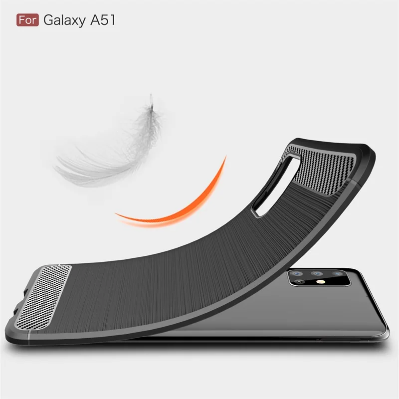Для samsung Galaxy A71 A51 чехол мягкий силиконовый из углеродного волокна ударопрочный