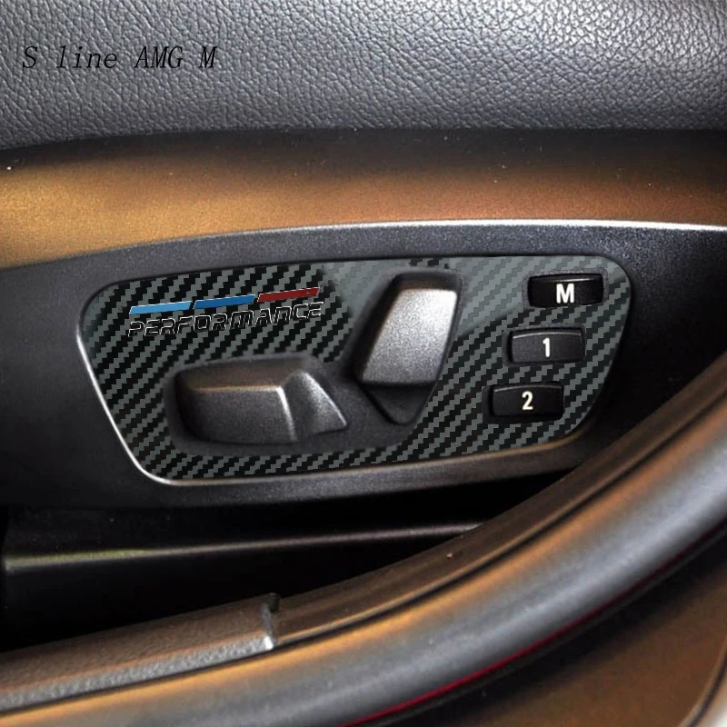 Car Interior Accessories Carbon Fiber Refit Stickers For BMW X1 E84 Seat Adjustment Buttons Panel Covers Trim Frame Decoration
