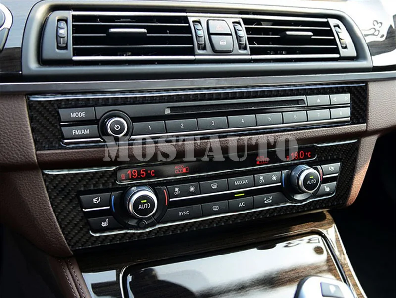 Для BMW 5 серии F10 F11 консоль из углеродного волокна кондиционер и панель CD покрытие