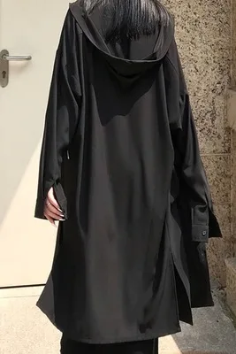 Рубашка для девочек на раннюю осень женский тонкий свободный черный кардиган