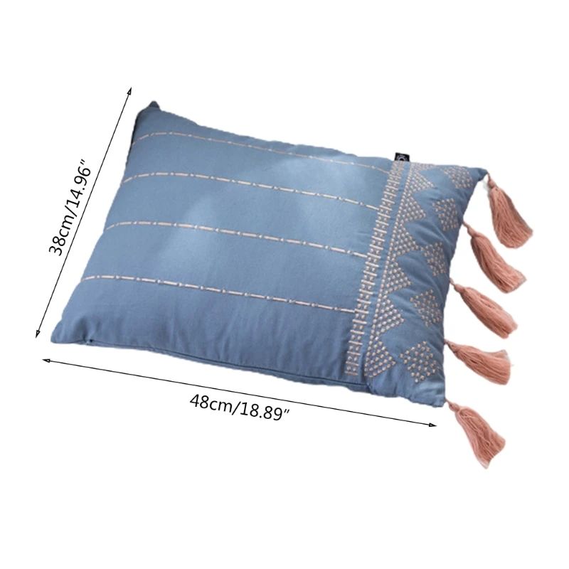 

European Style Lumbar Throw Pillow Case Minimalist Embroidered Geometric Striped Pattern Rectangle Decorative Cushion Cover N1HA
