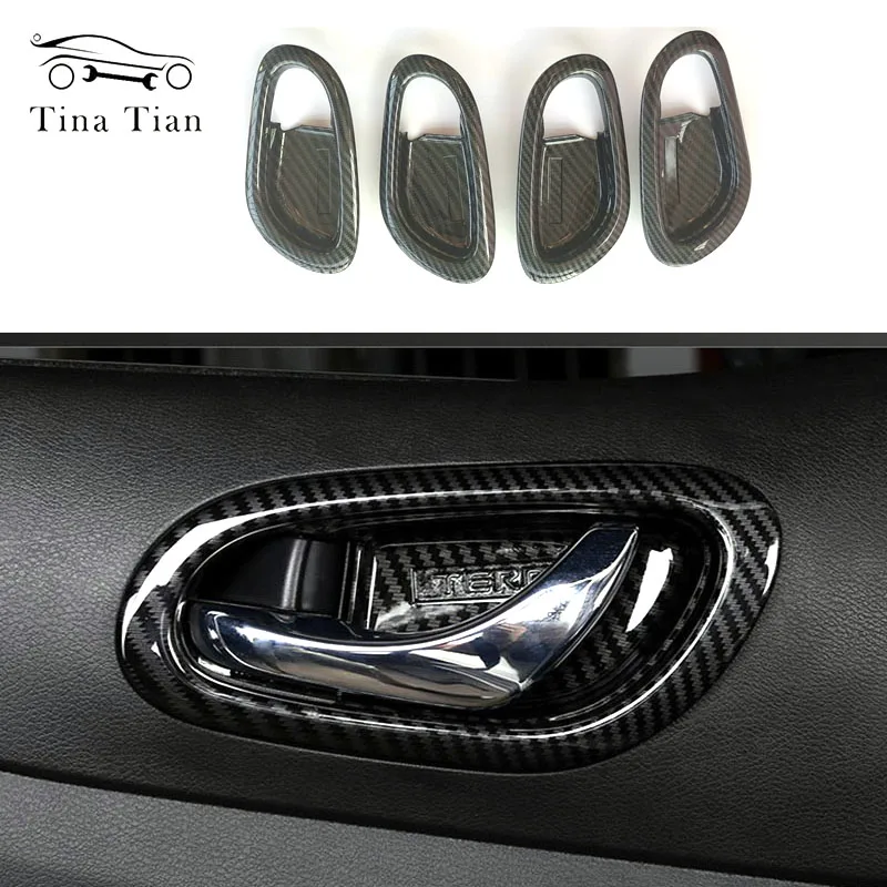 

4 Pc Carbon Fiber Color Door Handle Bowl Frame Decorator Cover Fit For Nissan Navara NP300 Car Accessories 2017 2018 2019 2020