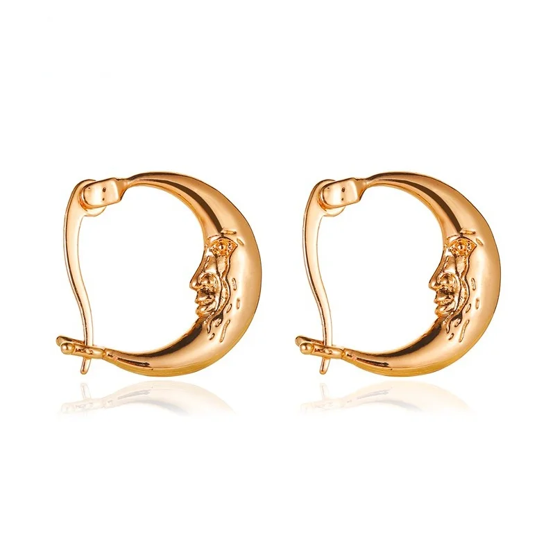 

Moon Face Earring Gold Charm Creative Women Jewelry Accessories Pendant