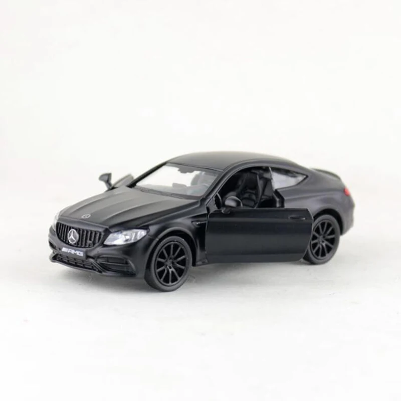 Черный 1/36 весы моделирование Mercedes AMG C63 сплав литья под давлением Модель Классические матовые черные игрушки для детей подарок на день рождения - Цвет: Черный