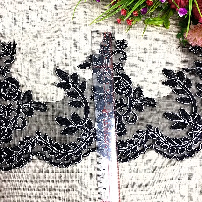 Черное кружевное свадебное платье с аппликацией из бисера 3D цветок шнур Вышитое