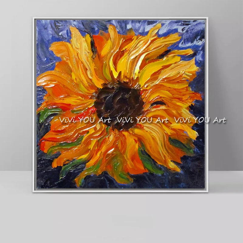 Современная картина с подсолнечником ручная роспись плотная текстура цветочная