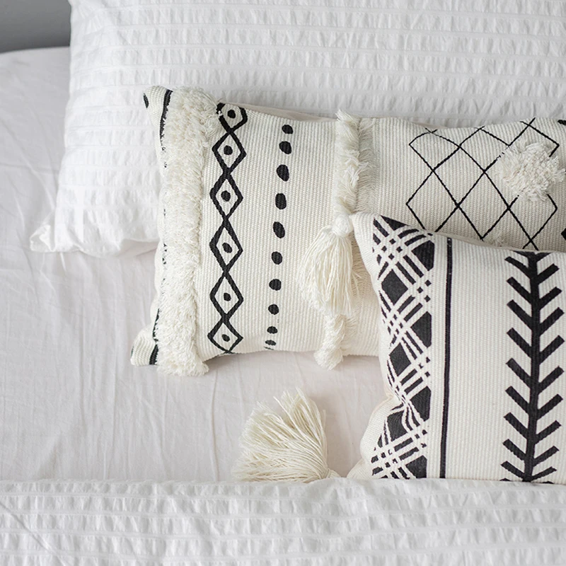 Чехол подушка с геометрическим рисунком хлопковая наволочка в скандинавском