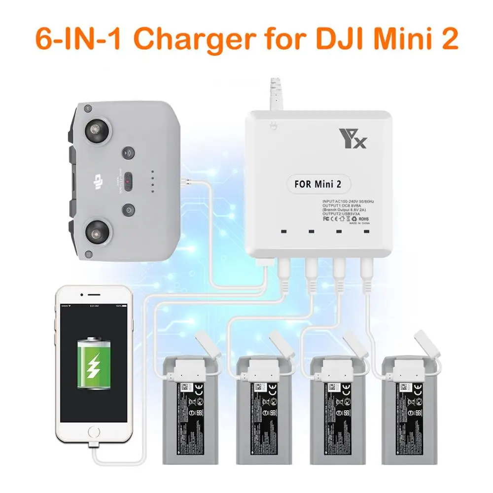 Автомобильное зарядное устройство для DJI Mini 2 аккумуляторы и зарядный