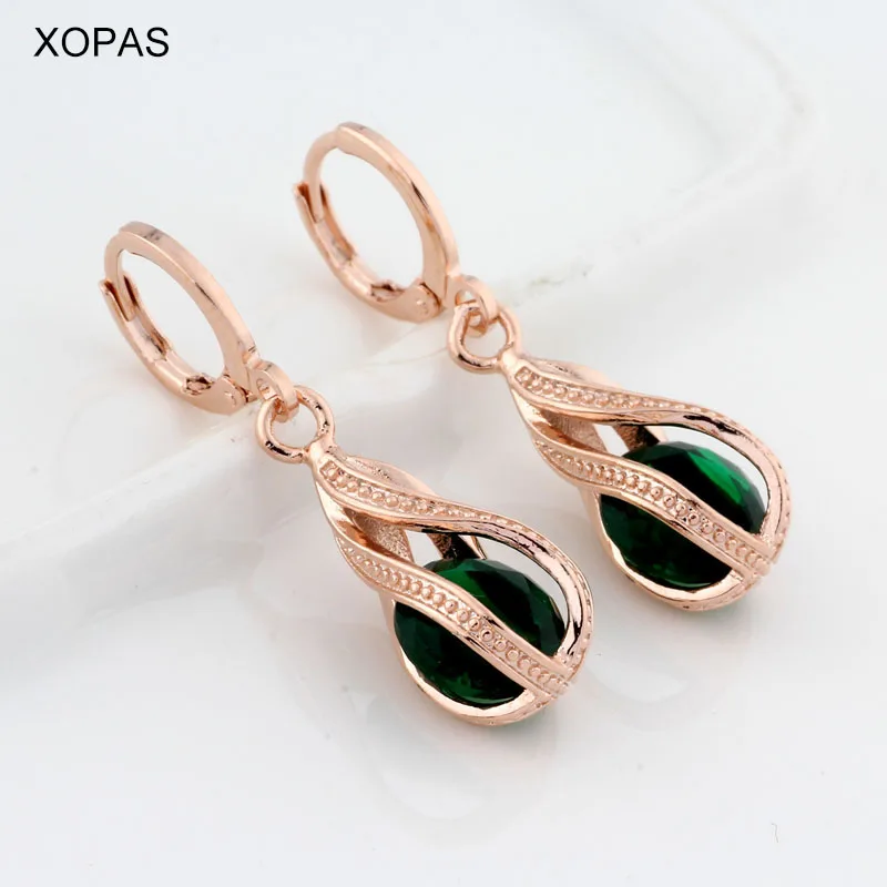 Классические 8 цветов 585 Роза капля цвета золота серьги круглый кубический