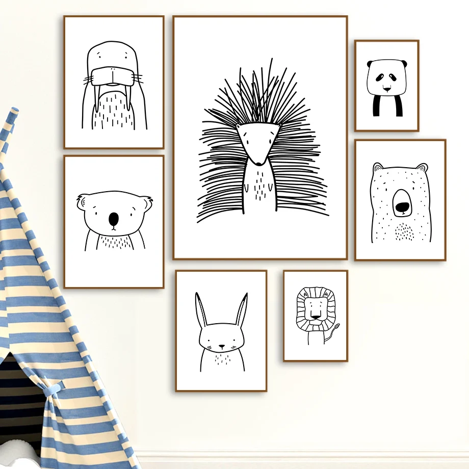 

Squirrel Fox Bear Penguin Simple Cartoon Wall Art Canvas Painting Nordic Posters And Prints Wall Pictures Baby Kids Room Decor