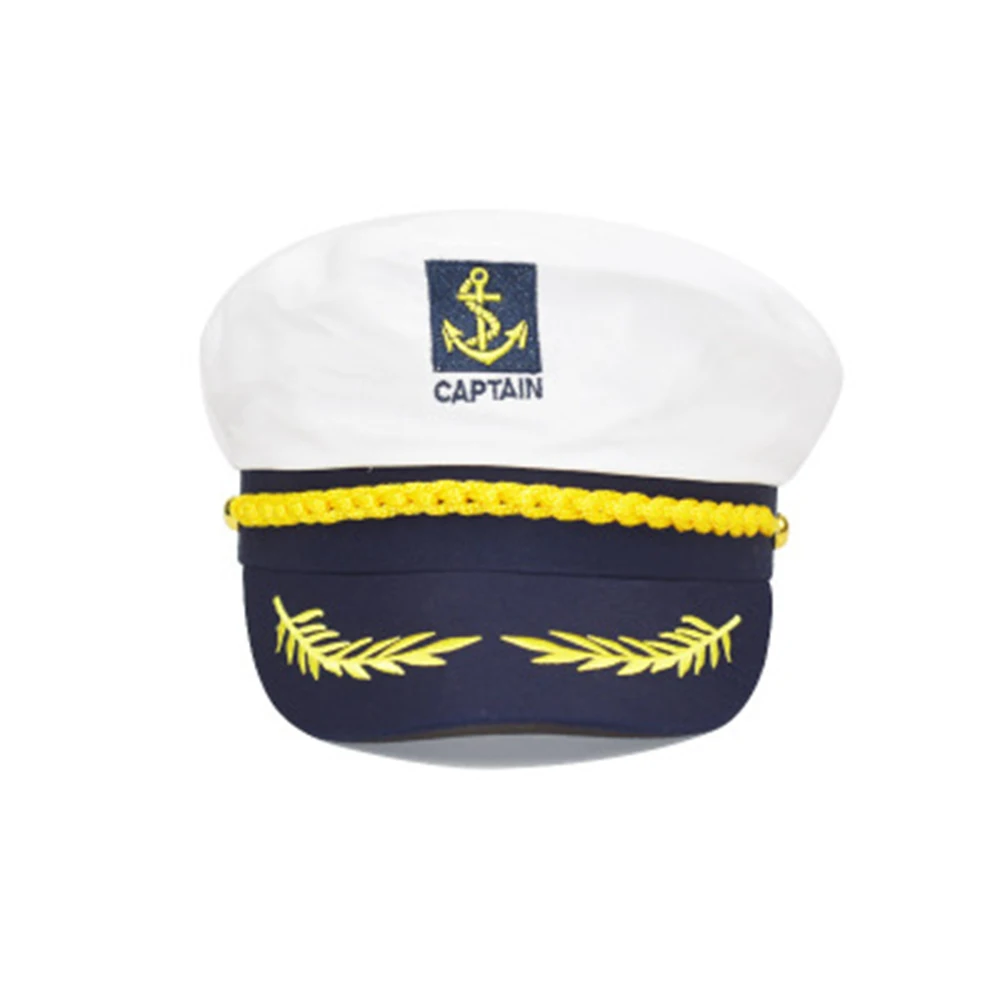 

1PC White Yacht Captain Hat Navy Marine Skipper Ship Sailor Military Nautical Cap Costume Adults Party Fancy Dress Cloth New