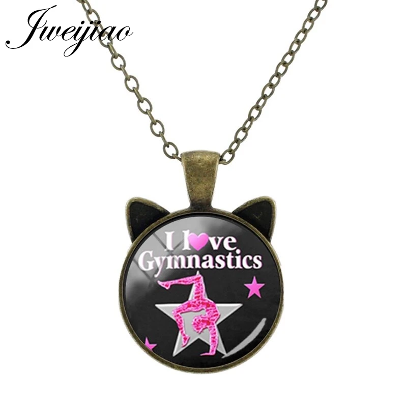 

JWEIJIAO Figure Silhouette Gymnast Necklace Cat Ear Pendant Necklaces Metal Long Chain Jewelry NS558 1-25