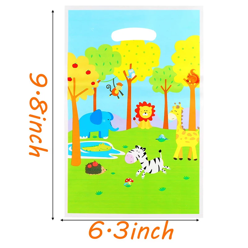 

50Pcs Animal Goodies Candy Treat Bags with Stickers Animal Party Favors Plastic Bag Theme Party Supplies for Children Gift Bags