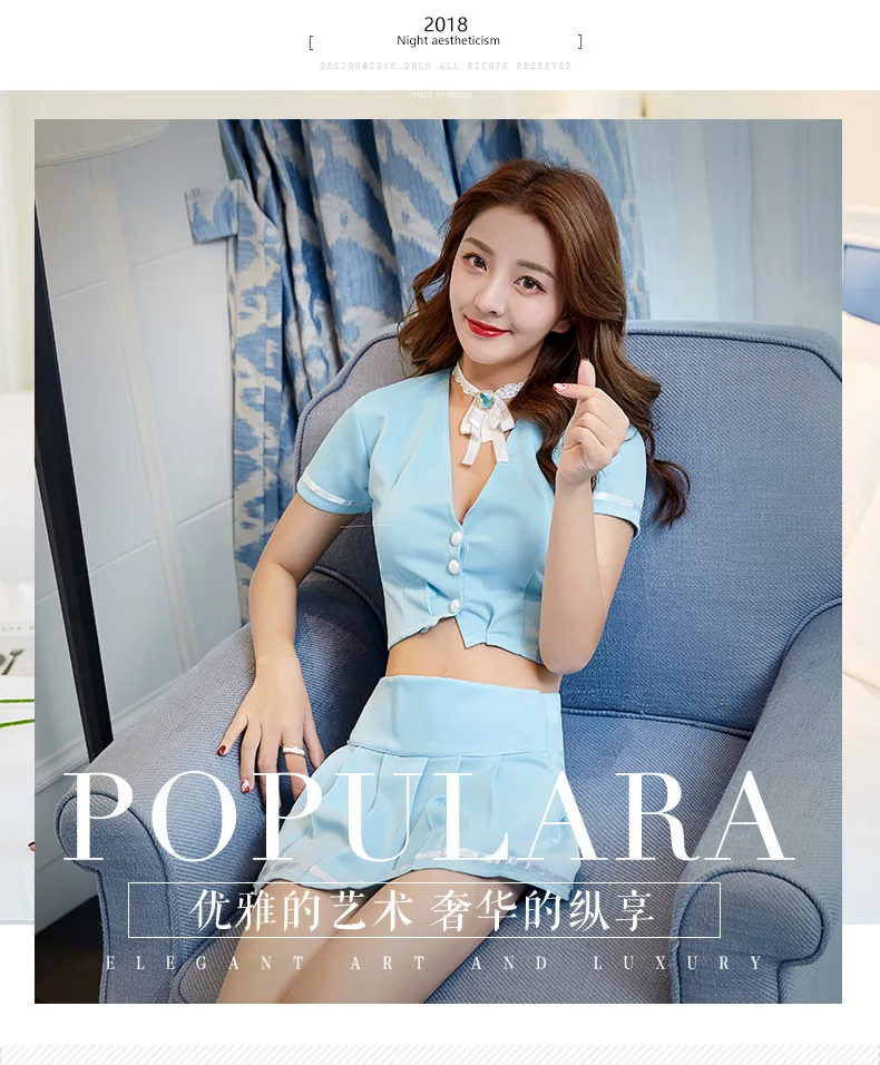 

Women Sexy Lingerie Sailor Stage Costumes Sexy Low Waist Splits Student Stewardess Uniforms Nightclubs Outfit