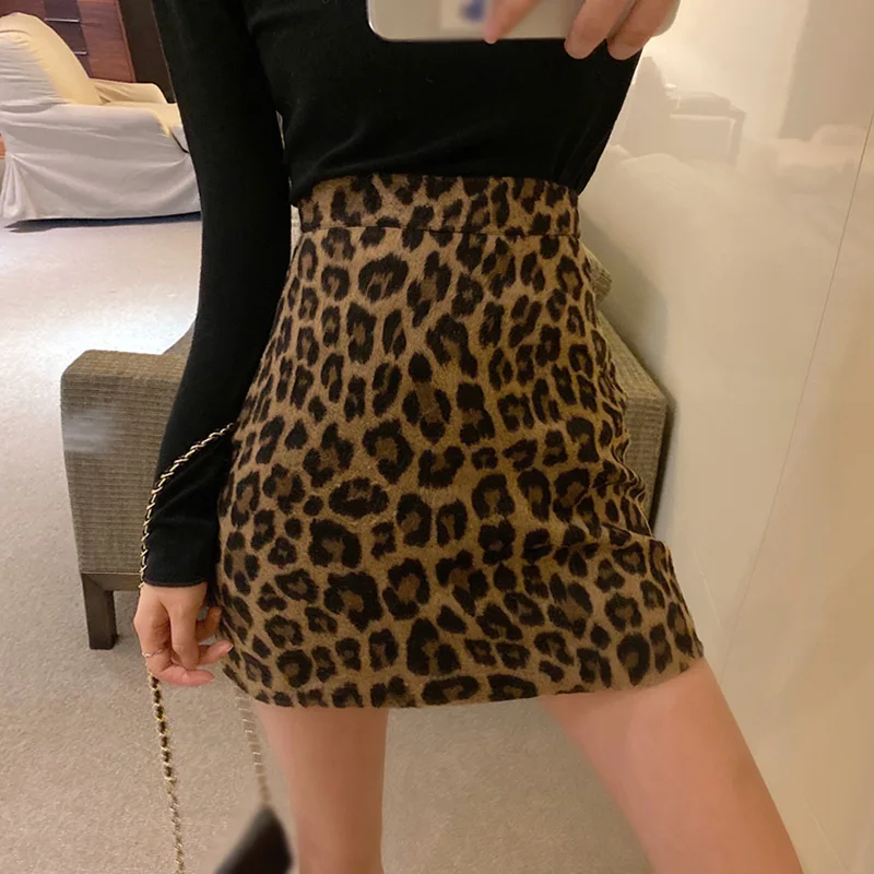 

Sexy Leopard Printed Skirts Women Spring Short Retro Skirt Cozy Female Faldas Soft Jupe Ropa Mujer Femme 2021 Large Size