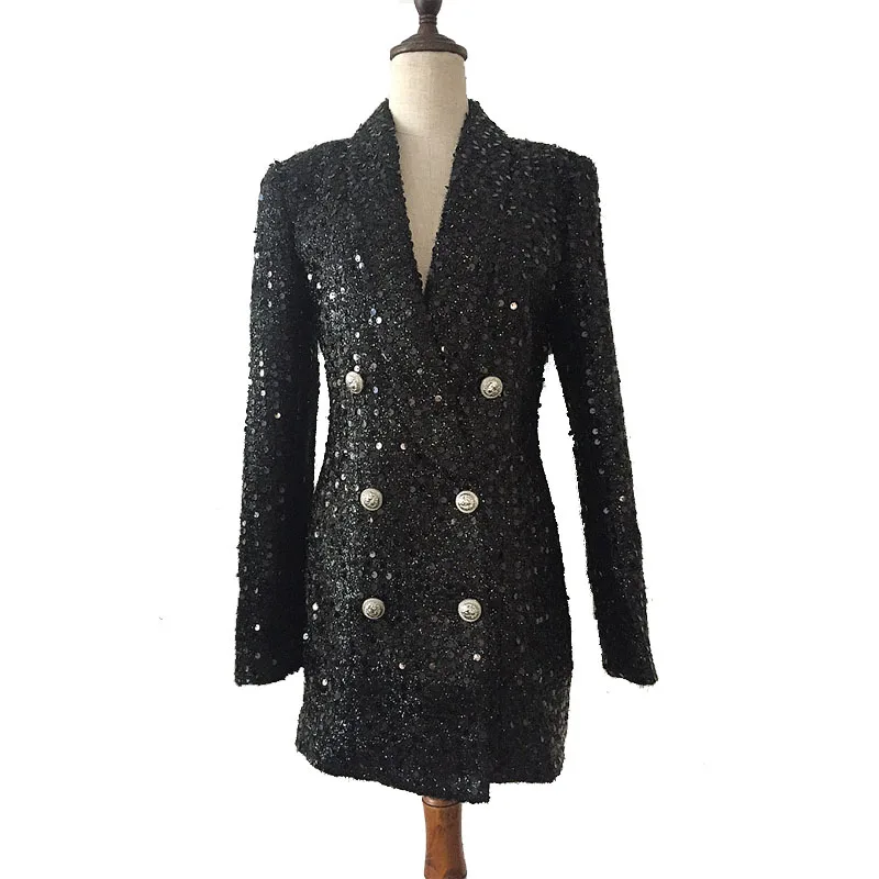 

MSXU Women Elegant Charming Sequined Button Sheath Slim Fitted Lady Business Suit Dress