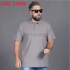 Футболка мужская из вискозы, эластичная дышащая рубашка с отложным воротником и рукавами-лодочкой, большие размеры 8XL 10XL 12XL, на лето