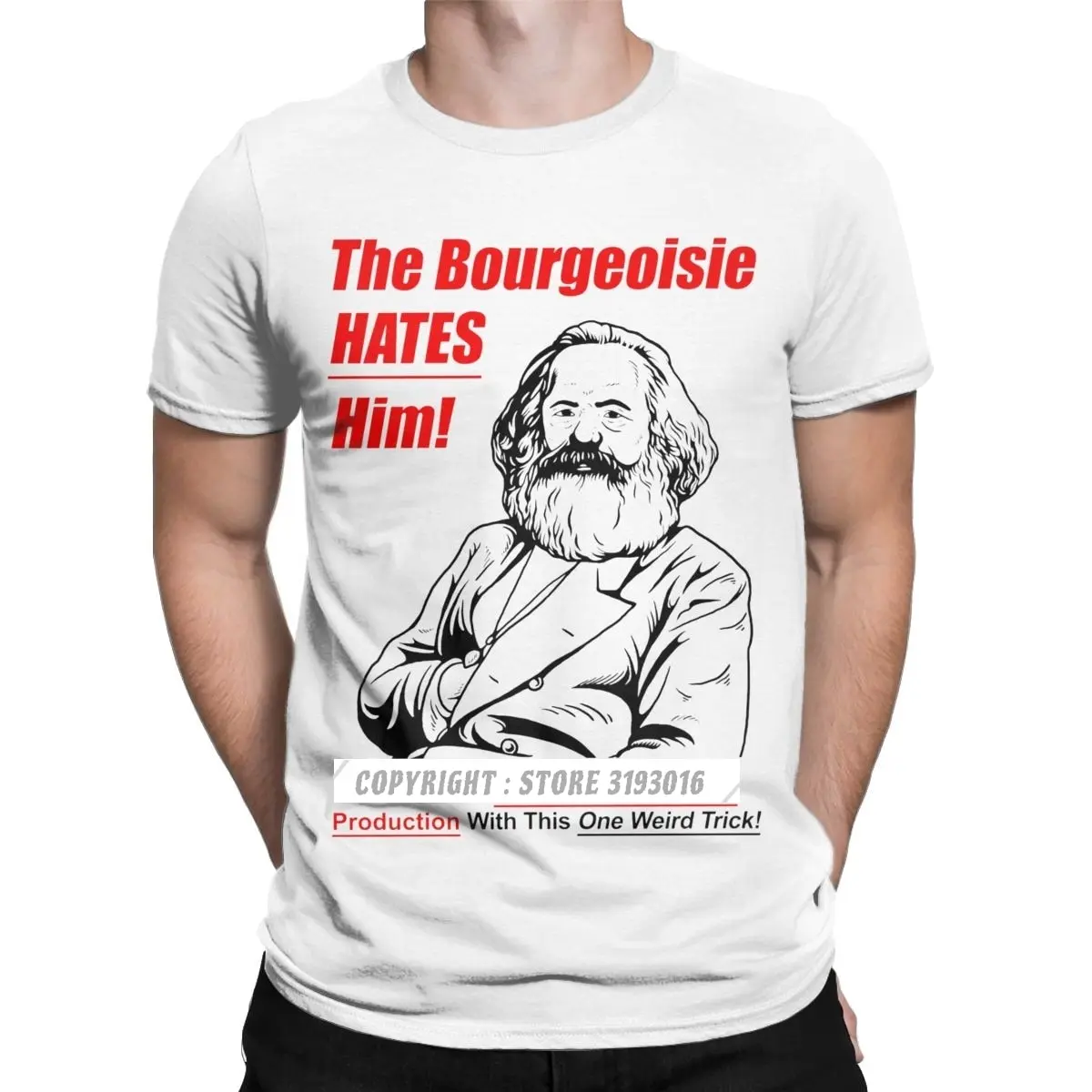

Men's Coupons Tops T Shirt The Bourgeoisie Hates Him T Shirts Karl Marx Communism Marxism Socialism T-Shirt Plain T Shirts