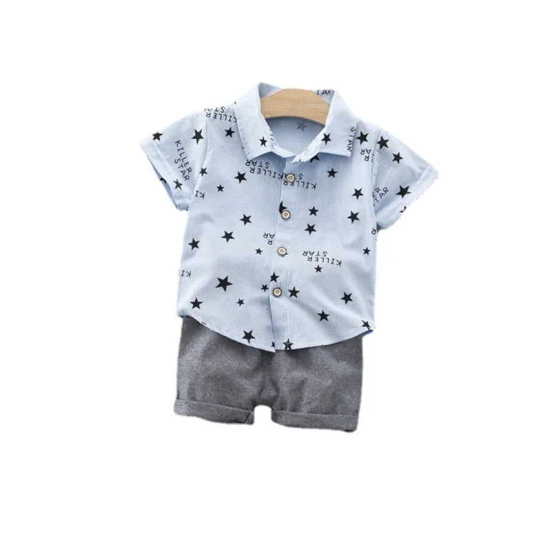 

Летняя детская одежда с принтом, футболка с отложным воротником для младенцев, шорты, 2 шт./компл., детская повседневная одежда, спортивные ко...