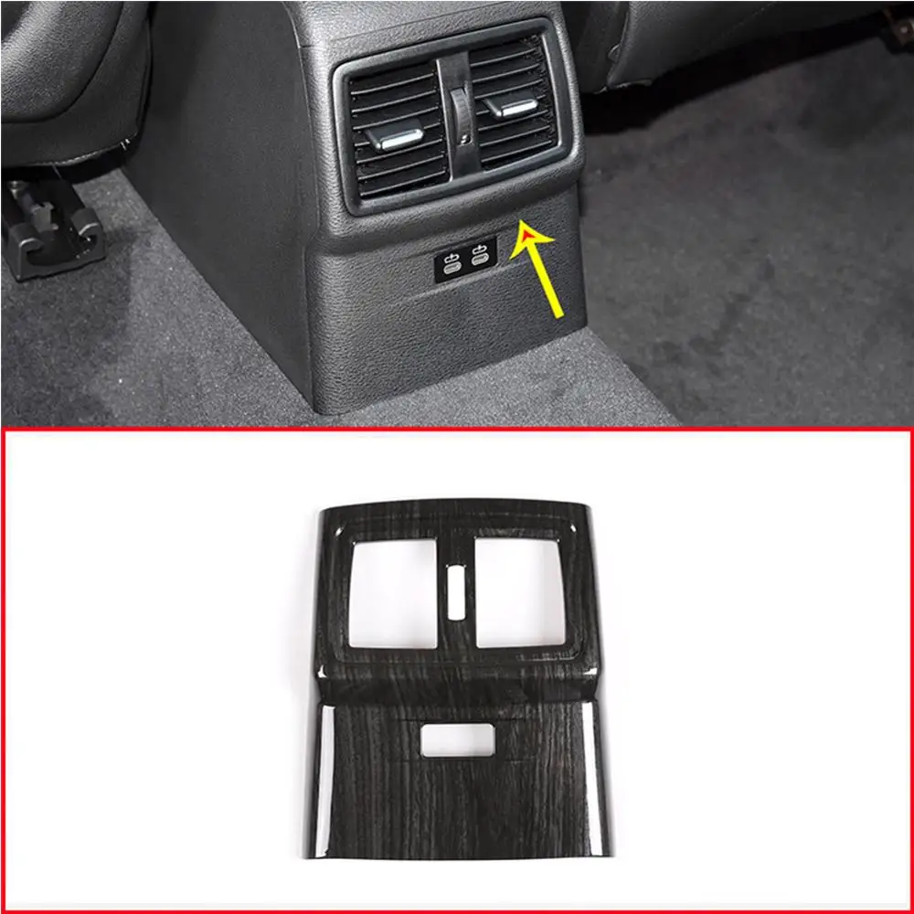 Black Wood Grain For BMW X1 F48 2019 ABS Rear Air Vent Frame Trim Stickers Car Accessories