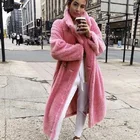 Luzuzi розовый длинный плюшевый мишка куртка женская зимняя 2020 теплая дутая куртка больших размеров, верхняя одежда, пальто, женский из искусственного шелка и Сатина пальто из овечьей шерсти для детей; Пальто с мехом