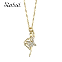 delicacy gold ballerina necklaces jewelry for women dancing girl copper necklace aesthetic accessories