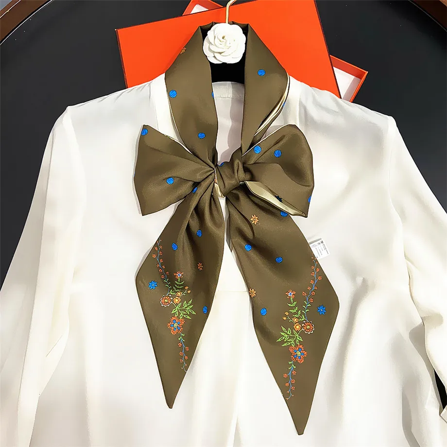 2021 весенний шелковый шарф брендовый двухслойный с принтом женский модный шейный